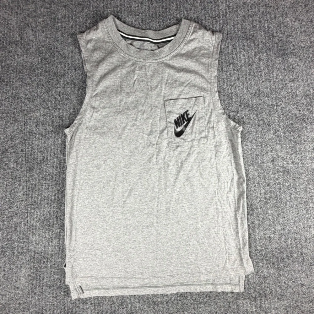 Nike Sportswear Mens XS‎ Gray Sleeveless Pocket T-Shirt Futura Logo 904554-091